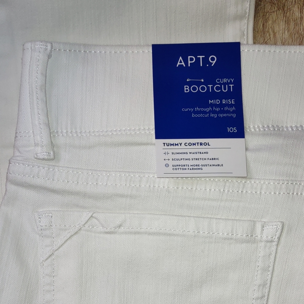 Apt 9 mid rise white stretch bootcut curvy tummy control jeans. Size 10S New - Picture 8 of 13